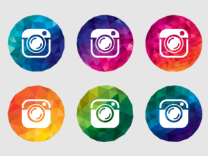 Rainbow coloured Instagram icons