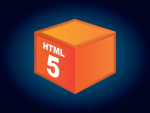 Vector image of HTML5 on an orange cube